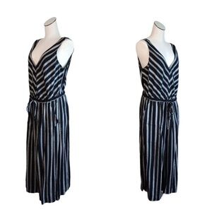 Gap Wide-Leg Crop Jumpsuit black white chevron stripe